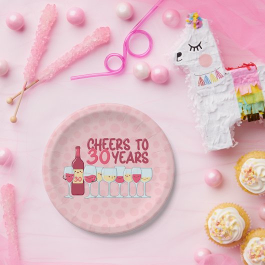応援から30年ワインをテーマにしたかわいいスタイル ペーパープレート (パーティー)