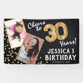 応援から30年金ゴールドバルーン2フォト誕生日 横断幕