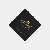 応援から30年金ゴールドブラック大人誕生日写真 スタンダードカクテルナプキン (角)