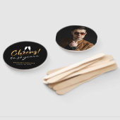 応援から30年金ゴールド黒写真アダルト誕生日 ハンドファン (組立なし)