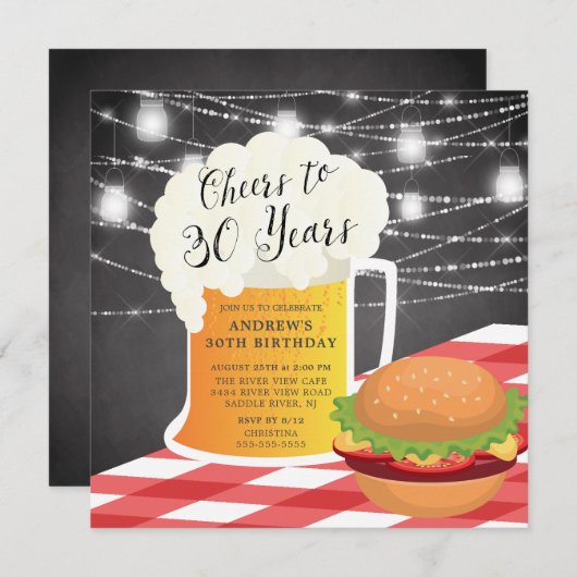 応援から30年間の誕生日招待状 招待状 (正面/裏面)