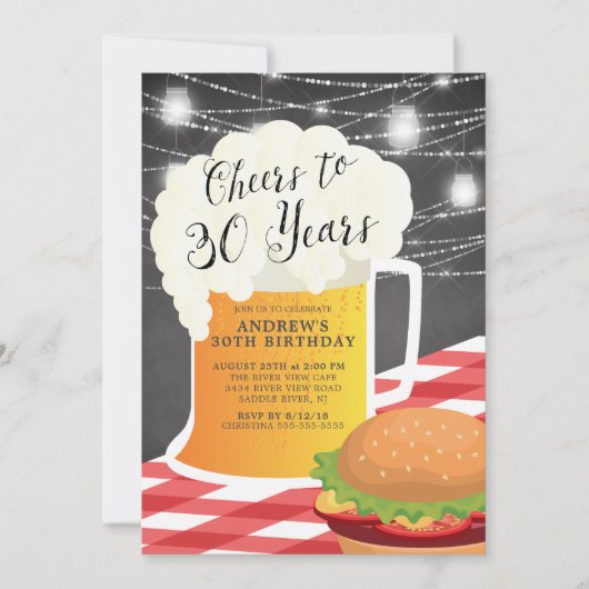 応援から30年間の誕生日招待状 招待状 (正面)