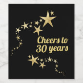 応援から30年黒星と金ゴールド星誕生日 ワインラベル (シングルラベル)