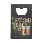 応援から30年| パーソナライズされたヴィンテージボトル クレジットカード栓抜き (正面)