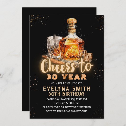 応援から30歳の誕生日パーティーへの招待 招待状 (正面/裏面)