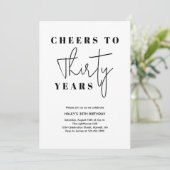 応援から30歳の誕生日ミニマル- エレガント 招待状 (スタンド正面)