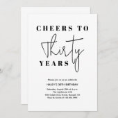 応援から30歳の誕生日ミニマル- エレガント 招待状 (正面/裏面)