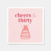 応援から30誕生日 | ピンク30パーティー スタンダードカクテルナプキン (正面)