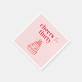 応援から30誕生日 | ピンク30パーティー スタンダードカクテルナプキン (角)