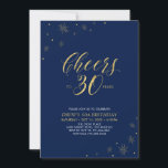 応援から30 |金ゴールド&ネイビー30th Birthdayパーティー 招待状<br><div class="desc">この30歳祝の誕生日パーティの招待状と一緒にスタイリッシュお休みしよう。このデザインは、シックな金ゴールドタイポグラフィ「30への応援」とネイビーブルーの背景を持つ金ゴールド要素を備えている。文字カスタマイズと背景色を指定できる。私のショップBaraBomDesignでは、より多くのマッチングパーティーの供給が利用可能である。</div>
