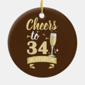応援から34年シャンパン結婚の記念日 セラミックオーナメント (裏面)