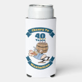 応援から40年のビールおもしろい誕生日漫画 スリム缶クーラー (Seltzer裏面)