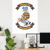 応援から40年のビールおもしろい誕生日漫画 ポスター (ホームオフィス)