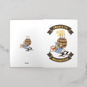 応援から40年のビールおもしろい誕生日漫画 箔グリーティングカード (外側レイダウン)