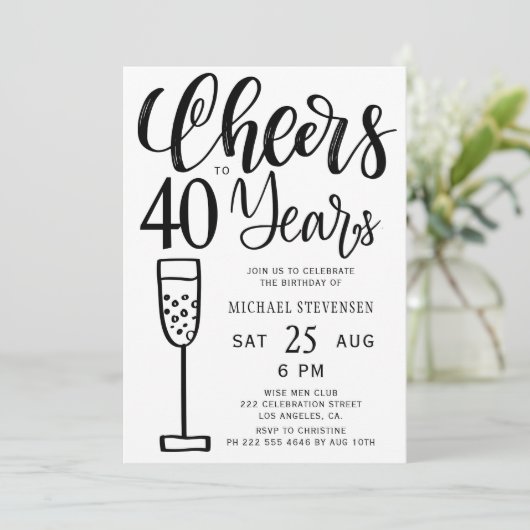 応援から40年の白黒の誕生日パーティー 招待状 (スタンド正面)