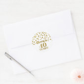 応援から40年の誕生日金ゴールド紙吹雪 ラウンドシール (封筒)