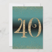 応援から40年サプライズ誕生日パーティー、ティール（緑がかった色） 招待状 (裏面)