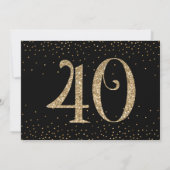 応援から40年サプライズ誕生日金ゴールドとブラック 招待状 (裏面)
