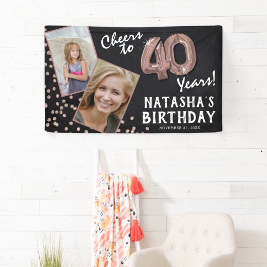 応援から40年バラ金ゴールド2写真誕生日 横断幕 (インサイチュ)