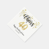 応援から40年ブラック金ゴールド星スクリプト スタンダードカクテルナプキン (角)