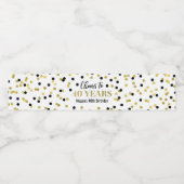 応援から40年ブラック金ゴールド紙吹雪誕生日 ペットボトルラベル (シングルラベル)