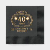 応援から40年ワイングラス誕生日名 箔ナプキン (正面)