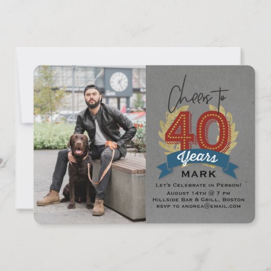 応援から40年写真 招待状 (正面)