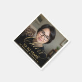 応援から40年誕生日フォト金ゴールドブラック スタンダードカクテルナプキン (角)