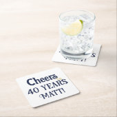 応援から40年誕生日ブルーと金ゴールドコースター スクエアペーパーコースター (インサイチュ)