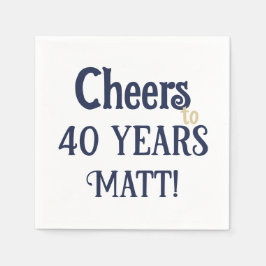 応援から40年誕生日ブルー&金ゴールドナプキン スタンダードカクテルナプキン