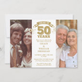 応援から50周年結婚の2枚の写真 招待状 (正面)