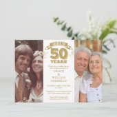 応援から50周年結婚の2枚の写真 招待状 (スタンド正面)