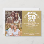応援から50周年結婚の2枚の写真 招待状 (正面)