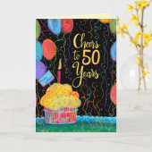 応援から50年のハッピーバースデーバルーン カード (黄色い花)