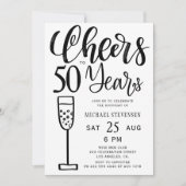 応援から50年の白黒の誕生日パーティー 招待状 (正面)