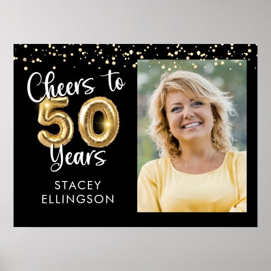 応援から50年の誕生日写真ウェルカムサイン ポスター (正面)