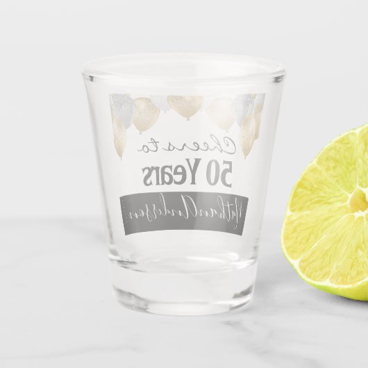 応援から50年へのパーソナライズされた誕生日 ショットグラス (裏面)