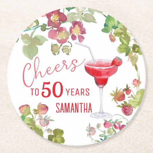 応援から50年までのマイルストーン誕生日 ラウンドペーパーコースター (正面)