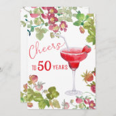 応援から50年までのマイルストーン誕生日 招待状 (正面/裏面)