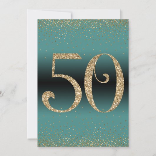 応援から50年サプライズ誕生日パーティー、ティール（緑がかった色） 招待状 (裏面)