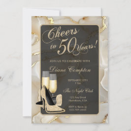 応援から50年シャンパンとブラック誕生日 招待状