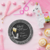 応援から50年シルバーとブラック誕生日 ペーパープレート (パーティー)