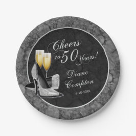 応援から50年シルバーとブラック誕生日 ペーパープレート