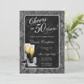 応援から50年シルバーとブラック誕生日 招待状 (スタンド正面)