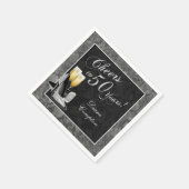 応援から50年シルバーとブラック スタンダードカクテルナプキン (角)