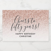 応援から50年ピンクグリッター50誕生日 スパークリングワインラベル (シングルラベル)