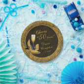 応援から50年ブラック金ゴールド誕生日 ペーパープレート (パーティー)