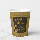 応援から50年ブラック金ゴールド誕生日 紙コップ (裏面)