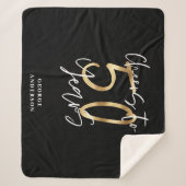応援から50年モダンのブラックと金ゴールド シェルパブランケット (正面)