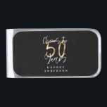 応援から50年モダンのブラックと金ゴールド シルバー マネークリップ<br><div class="desc">グリッターモダンブラックと金ゴールド50歳の誕生日プレゼント。コレクションのエレガント一部スタイリッシュ。</div>